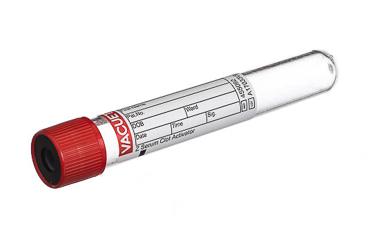 VACUETTE® TUBE, CAT SERUM CLOT ACTIVATOR - 9 ml / 16x100 Red Cap-Black Ring, Non-Ridged - Greiner Bio-One (455092)