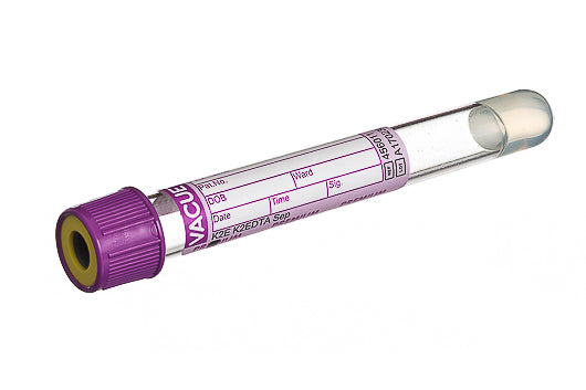 VACUETTE® TUBE, K2E K2EDTA SEPARATOR - 5 ml / 13x100 Lavender Cap-Yellow Ring, Premium - Greiner Bio-One (456011)