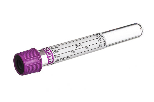 VACUETTE® TUBE, K2E K2EDTA - 6 ml / 13x100 Lavender Cap-Black Ring, Non-Ridged - Greiner Bio-One (456043)