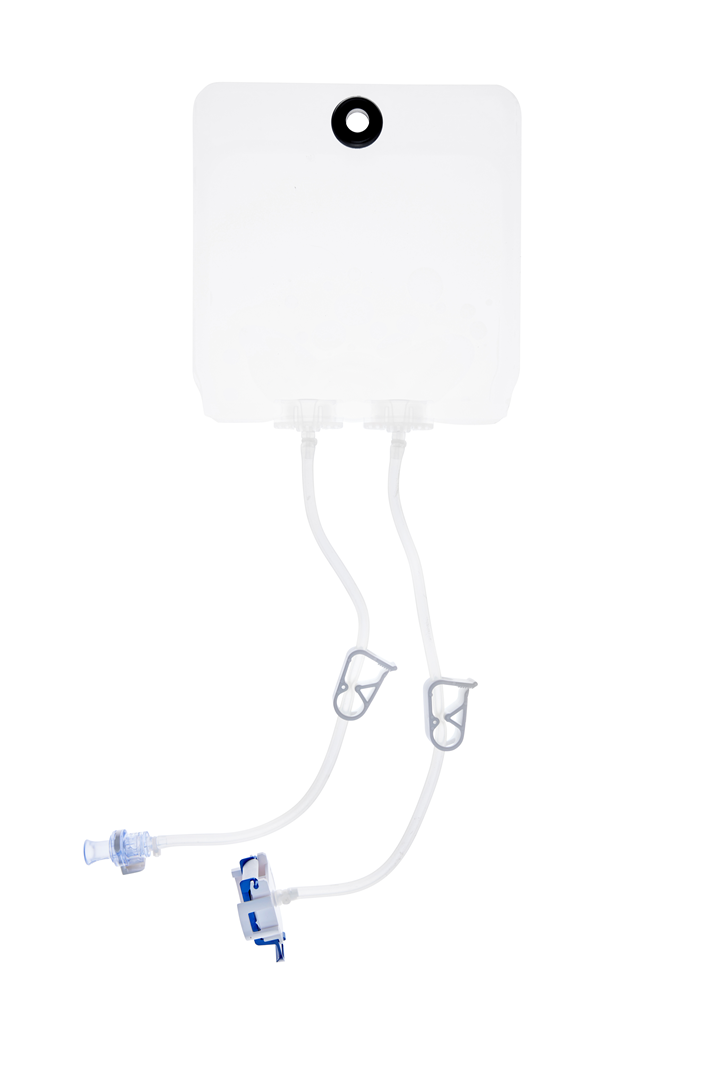 EZBio® Ultra bag Assembly, 500 mL, PE Bag, 2x 1/8" port, TPE Tubing, Sterile, 20/CS (66P-30022N-FLS) — Foxx Life Sciences