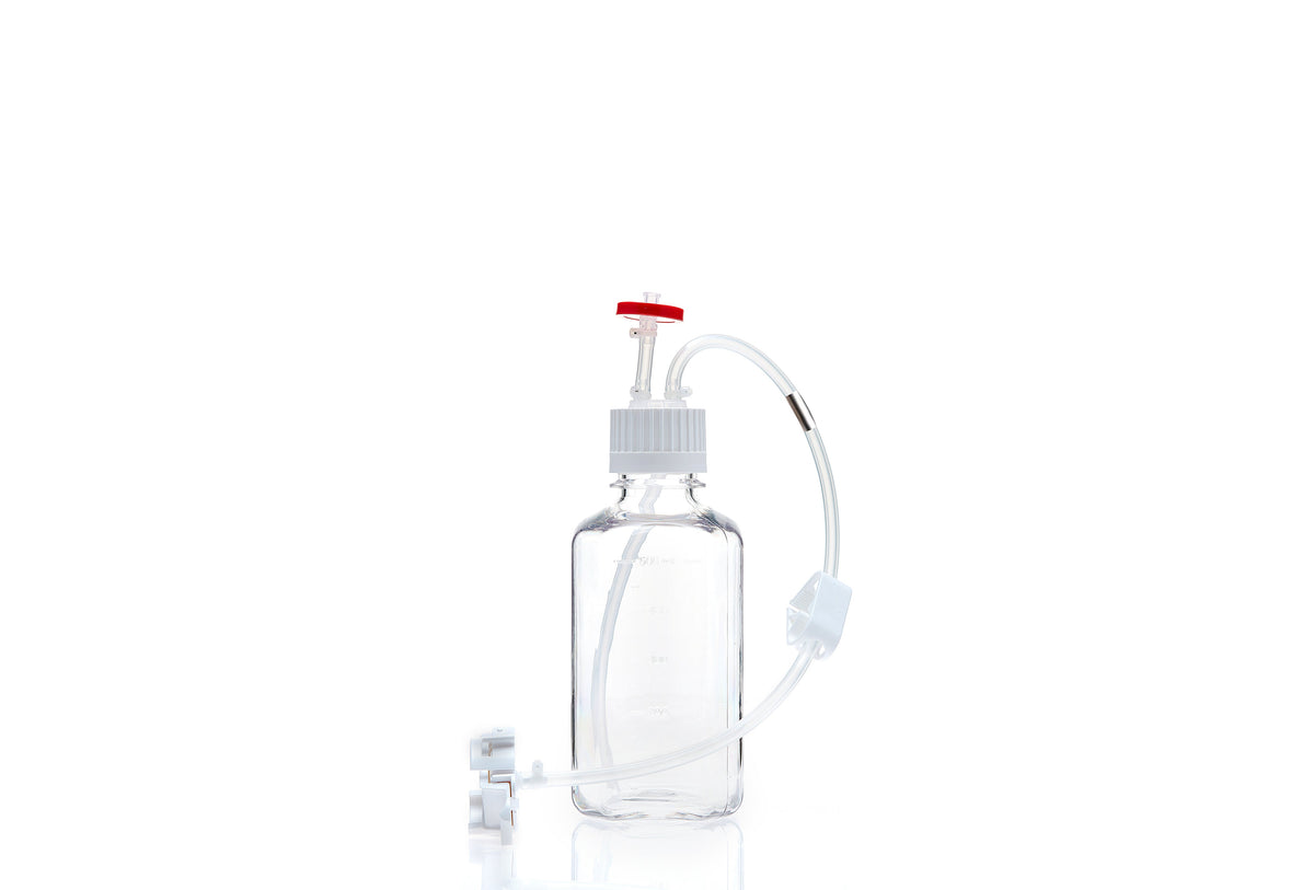 EZBio® MTO 500mL Bottle Assembly, 38-430 VersaCap®, w/ Pinch Pipe, 10/CS (437-8305-FLS) — Foxx Life Sciences