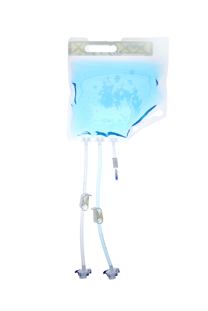 EZBio® Ultra Bag Assembly, 5000mL (5L), PE Bag, 2x 3/8" HB port, 1x1/4" HB port with Needlefree swabable valve TPE Tubing, Sterile, 10/CS (66P-600437-FLS) — Foxx Life Sciences