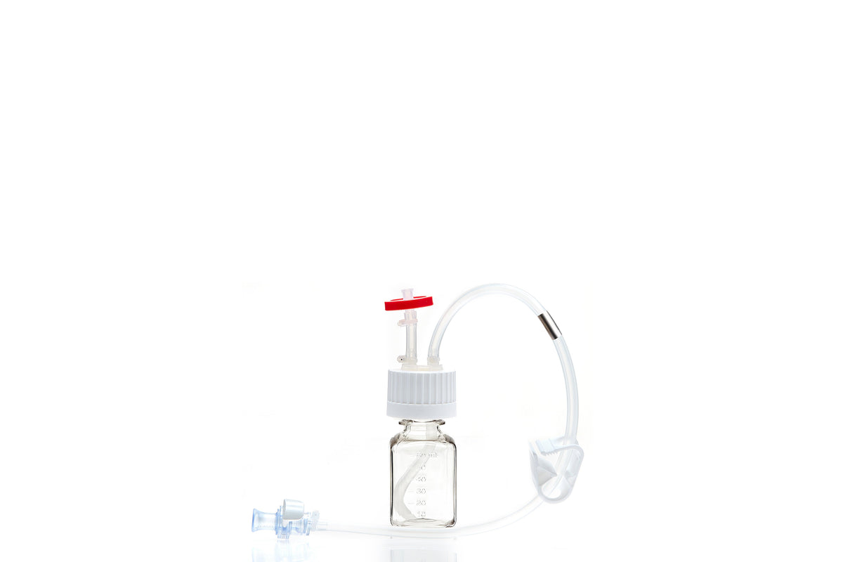EZBio® MTO 60mL Bottle Assembly, 38-430 VersaCap®, w/ Pinch Pipe, 10/CS (437-8302-FLS) — Foxx Life Sciences