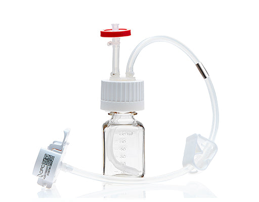 EZBio® MTO 60mL Bottle Assembly, 38-430 VersaCap®, w/ Pinch Pipe, 10/CS (437-8302-FLS) — Foxx Life Sciences