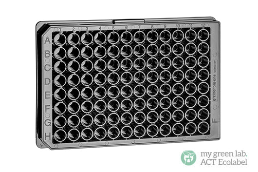 MICROPLATE, 96 WELL - 96 Well Microplates, black / white - F-Bottom (Chimney Well) / Black / High Binding, Sterile - Greiner Bio-One (655077)