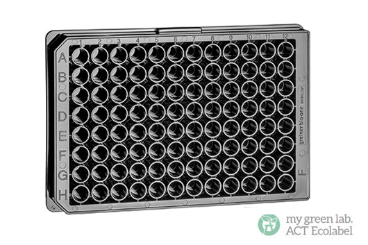 CELL CULTURE MICROPLATE, 96 WELL, PS - Sterile / No / F-Bottom (Chimney Well), Black, TC, Lid With Condensation Rings, 8 pcs./bag, Cellstar® - Greiner Bio-One (655086)