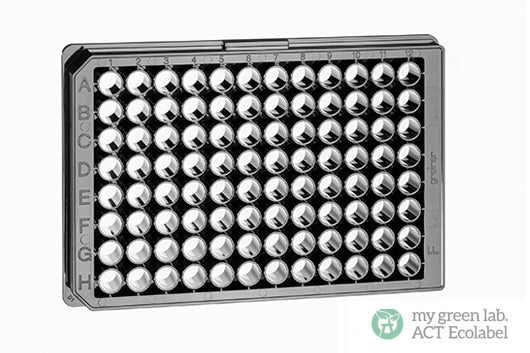 CELL CULTURE MICROPLATE, 96 WELL, PS - Sterile / Yes / F-Bottom (Chimney Well), Black, TC, Lid With Condensation Rings, 8 pcs./bag, Cellstar® - Greiner Bio-One (655090)