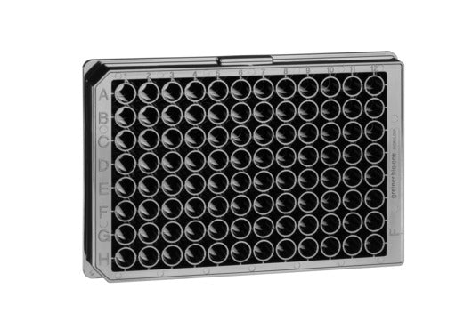 MICROPLATE, 96 WELL, PS, NON-BINDING - F-Bottom (Chimney Well) Black - Greiner Bio-One (655900)