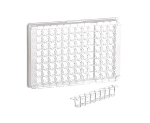 SINGLE-BREAK STRIP PLATE, 12XC8 WELL, PS, C-BOTTOM, CLEAR - High Binding, Microlon - Greiner Bio-One (705071)