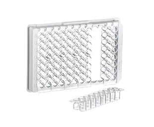 STRIP PLATE, 6xF16, PS, F-BOTTOM, CLEAR, MICROLON - Medium Binding - Greiner Bio-One (756070)