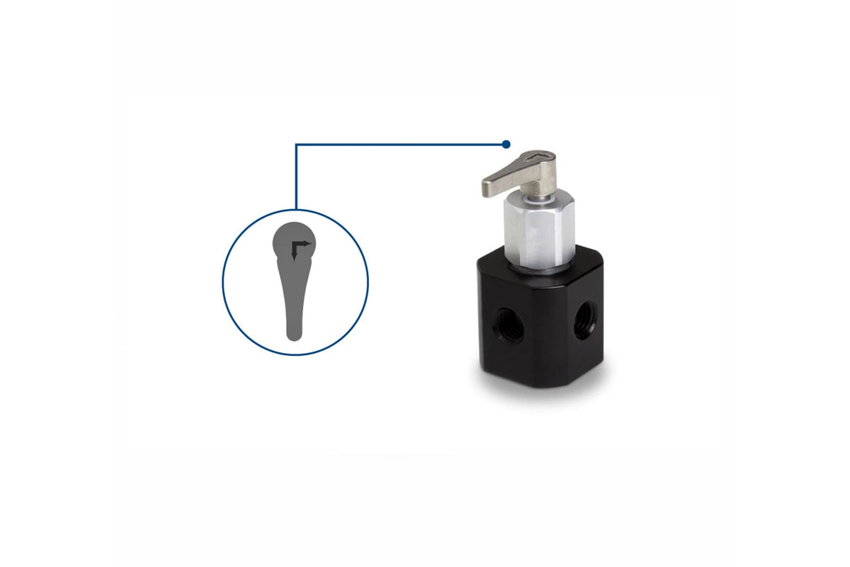 Manual Valve, 3-Port 90° Flow Path (3-2), PTFE/CTFE, HV 86728 - Valves Fittings & Tubing - Hamilton Company