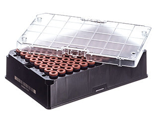 CRYO.S BIOBANKING TUBES, 600 µL, 2D CODES, 1 MANUAL CAPPING TOOL - Sterile / 2 racks/bag / Rack With 96 Capped Tubes, With Screw Cap Brown - Greiner Bio-One (977569)
