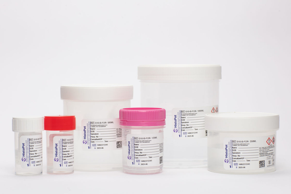 HistoPot Pre-filled Specimen Containers, 10% Neutral Buffered Formalin, 40-5000 ml (S10-B-FOR-40ML)