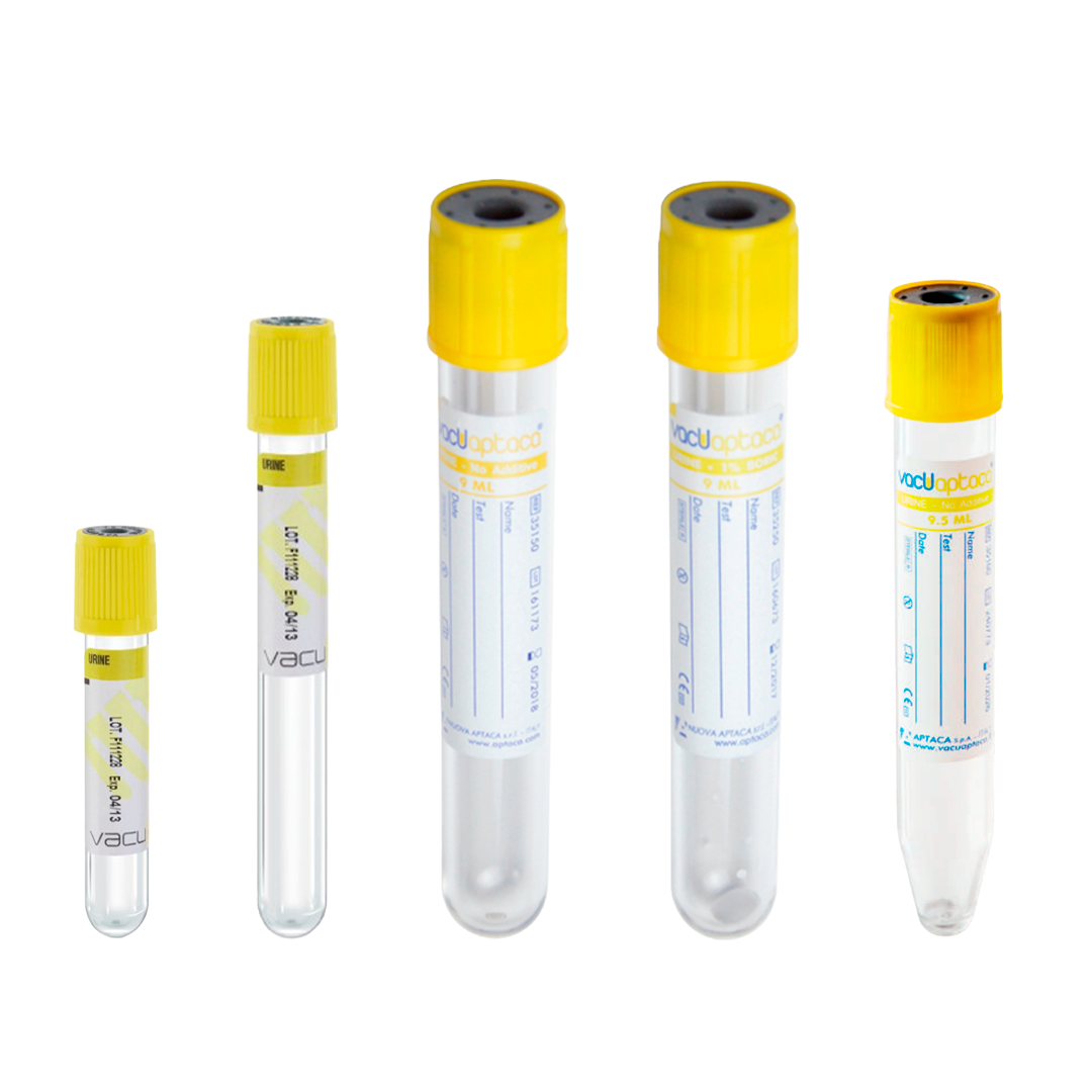 Vacuum Urine Tubes, Labelled, Yellow Cap (BV057R)