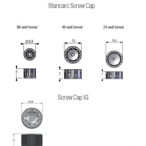 Screw Caps for externally threaded tubes in 96-well format - Sample Storage Caps - Micronic