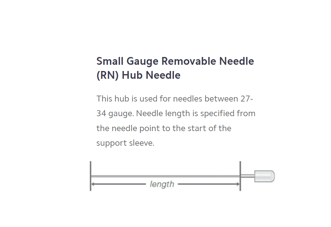 26s gauge, Varian Small Hub Removable Needle (RN) 202903 - Lab Syringes - Hamilton Company