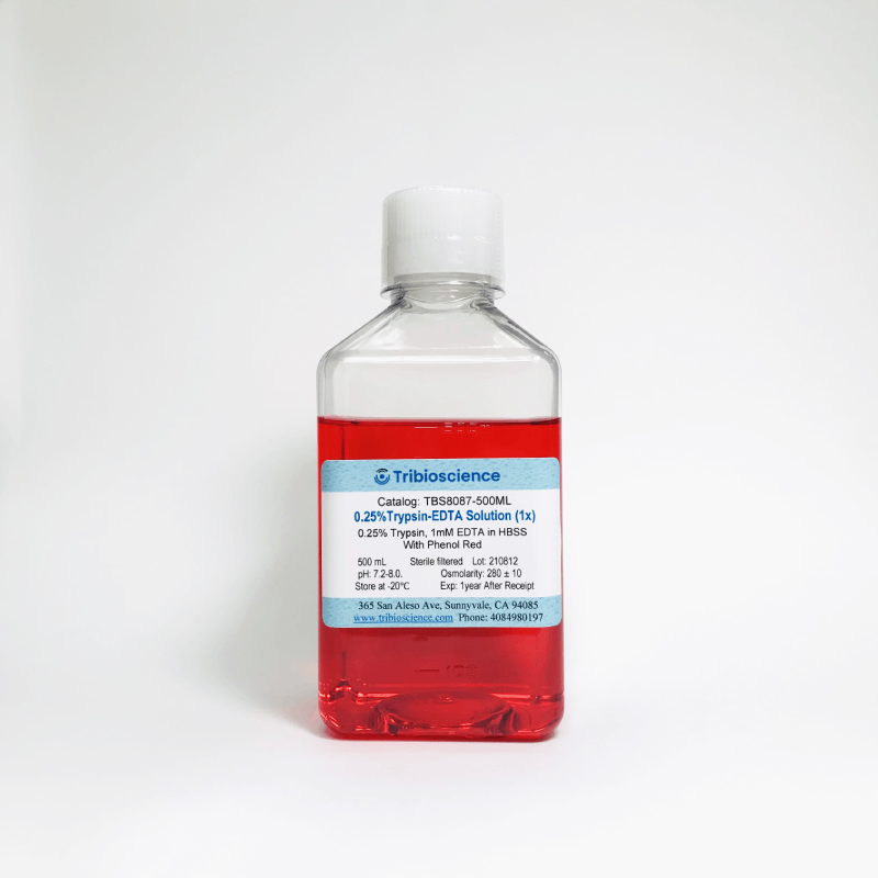 0.25% Trypsin-EDTA(1x) in HBSS, with Phenol Red, pH 7.2-8.0 TBS8087-100ML - Life Science - TriBioScience