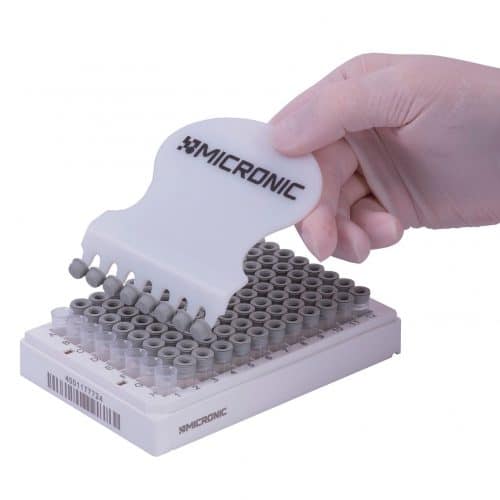 Pierceable TPE Capclusters for capping 96 individual tubes with Internal Thread (Large pack) - Sample Storage Caps - Micronic