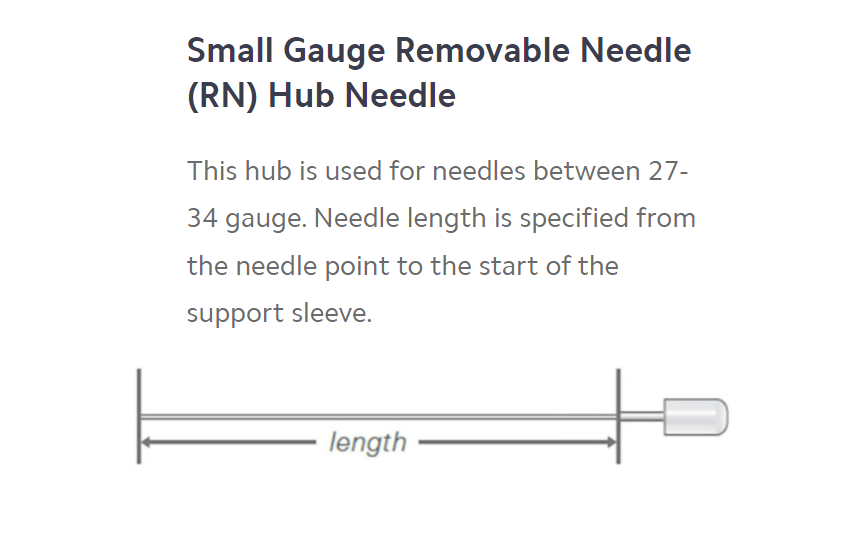 34 gauge, Small Hub Removable Needle (RN) 207434-10 - Lab Syringes - Hamilton Company